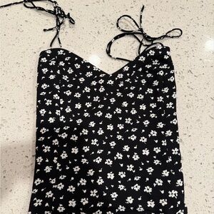 Black Floral Spaghetti Strap Top